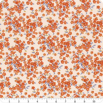 Floral Nostalgia Forget-Me-Not Trail quilting cotton fabric by Liberty Fabrics for Riley Blake Designs. Features flowers on a cream background. Cute Little Fabric Shop