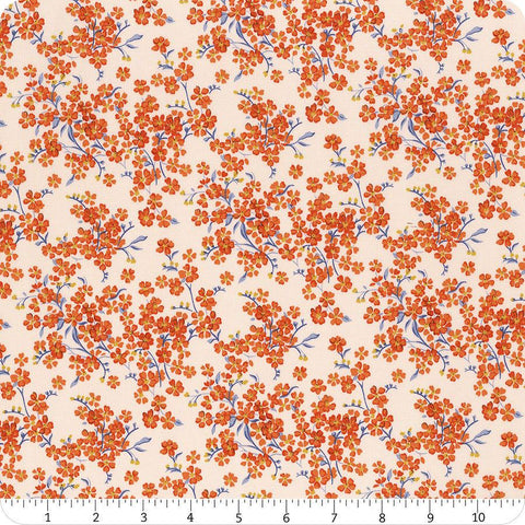 Floral Nostalgia Forget-Me-Not Trail quilting cotton fabric by Liberty Fabrics for Riley Blake Designs. Features flowers on a cream background. Cute Little Fabric Shop