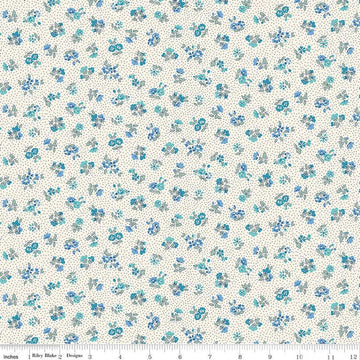 Floral Nostalgia Flora Beatrice quilting cotton fabric by Liberty Fabrics for Riley Blake Designs. Features flowers on a cream background. Cute Little Fabric Shop
