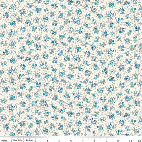 Floral Nostalgia Flora Beatrice quilting cotton fabric by Liberty Fabrics for Riley Blake Designs. Features flowers on a cream background. Cute Little Fabric Shop