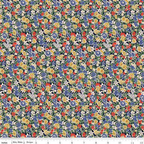 Floral Nostalgia Isly Garden quilting cotton fabric by Liberty Fabrics for Riley Blake Designs. Features flowers on a green background. Cute Little Fabric Shop