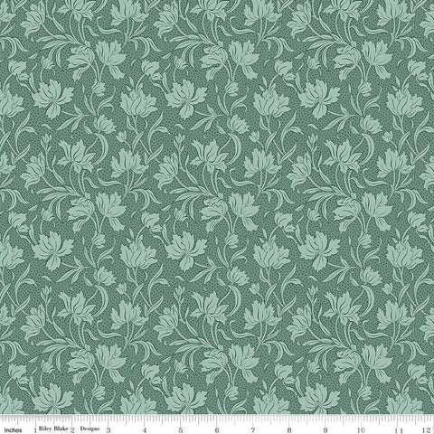 Image of Craft Garden Craft Blooms quilting cotton fabric by Liberty Fabrics for Riley Blake Designs. Features flowers on a green background. Cute Little Fabric Shop