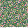 Image of Craft Garden May's Flowers quilting cotton fabric by Liberty Fabrics for Riley Blake Designs. Features flowers on a green background. Cute Little Fabric Shop