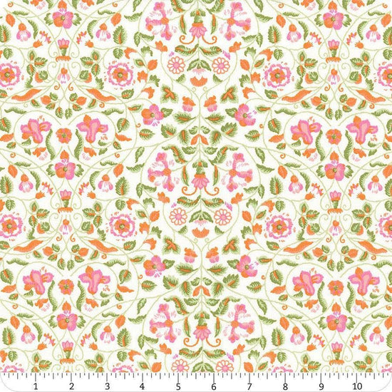 Image of Craft Garden Tapestry Trail quilting cotton fabric by Liberty Fabrics for Riley Blake Designs. Features flowers on a cream background. Cute Little Fabric Shop