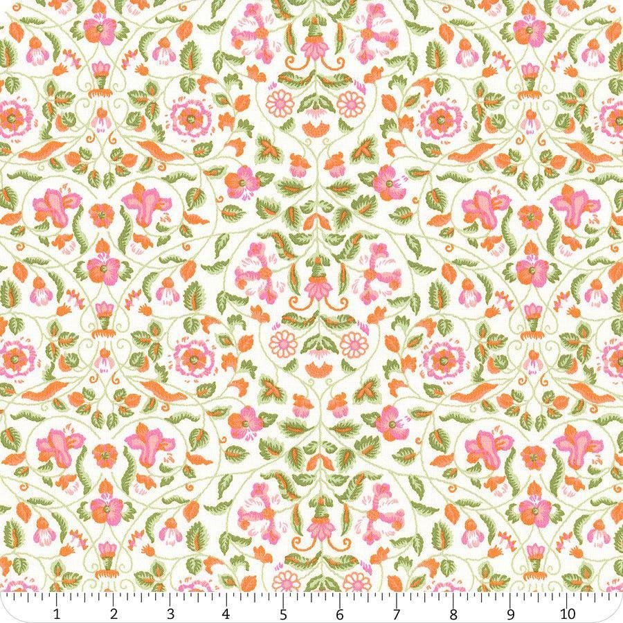 Image of Craft Garden Tapestry Trail quilting cotton fabric by Liberty Fabrics for Riley Blake Designs. Features flowers on a cream background. Cute Little Fabric Shop
