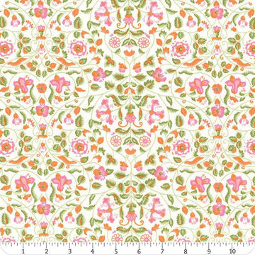 Image of Craft Garden Tapestry Trail quilting cotton fabric by Liberty Fabrics for Riley Blake Designs. Features flowers on a cream background. Cute Little Fabric Shop