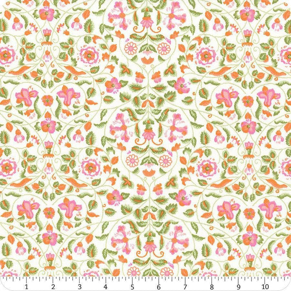 Image of Craft Garden Tapestry Trail quilting cotton fabric by Liberty Fabrics for Riley Blake Designs. Features flowers on a cream background. Cute Little Fabric Shop