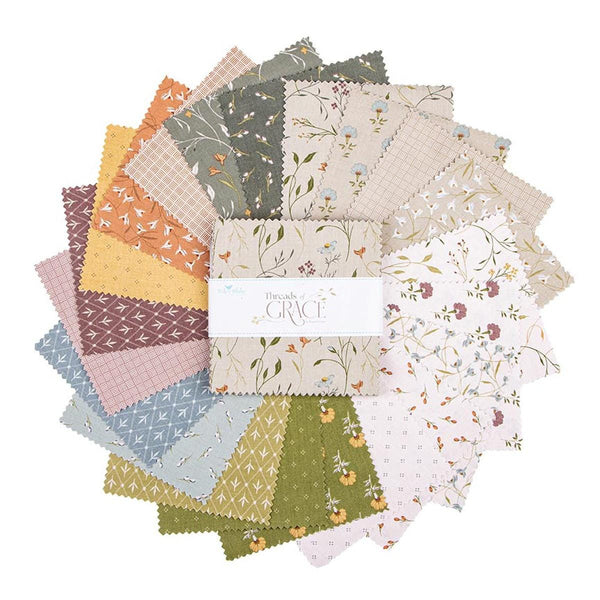 Threads of Grace 5" Stacker Bundle - Riley Blake Designs - 42 piece Precut Pre cut - Nature Plants - Quilting Cotton Fabric