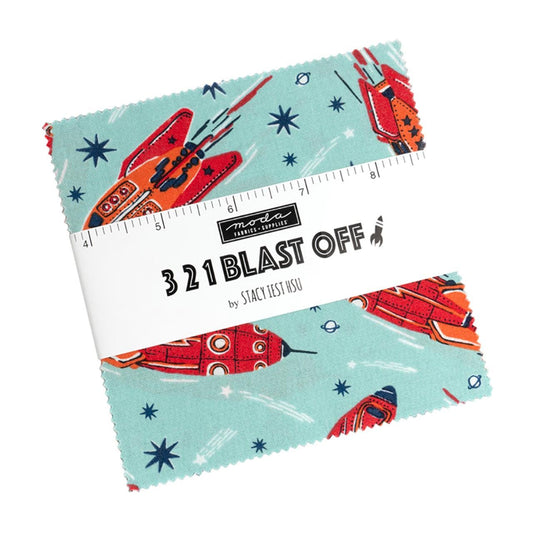 321 Blast Off Charm Pack 5" Stacker Bundle - 20950PP - Moda Fabrics - Vintage Space - 42-Piece Precut  - Quilting Cotton Fabric