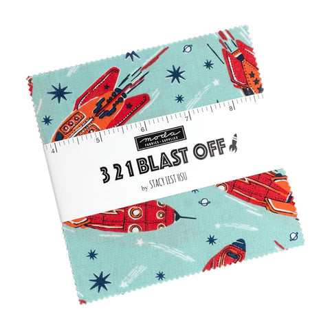 321 Blast Off Charm Pack 5" Stacker Bundle - 20950PP - Moda Fabrics - Vintage Space - 42 piece Precut Pre cut - Quilting Cotton Fabric