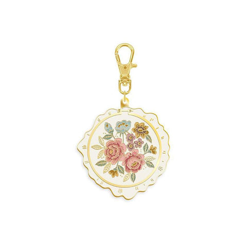 SALE Jane Austen Embroidery Hoop Enamel Charm ST-42311 - Riley Blake Designs - Floral Flowers - Approximately 1 3/4" x 2 1/2"
