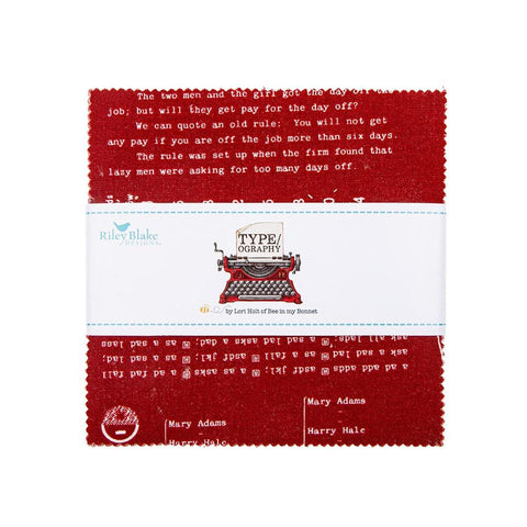 SALE TYPE/ography A 5" Stacker Bundle - Lori Holt - Riley Blake Designs - 42 piece Precut Pre cut - Text Writing - Quilting Cotton Fabric