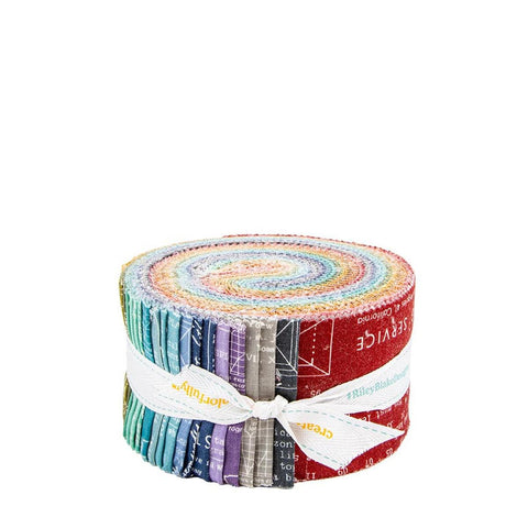 SALE TYPE/ography A 2.5-Inch Rolie Polie Jelly Roll 40 Pieces  - Lori Holt - Riley Blake Designs - Precut Bundle - Quilting Cotton Fabric
