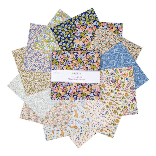 Tree of Life Woodland Pastels Layer Cake 10" Stacker Bundle - Riley Blake - 42 piece Precut Pre cut - Liberty Fabrics Quilting Cotton Fabric