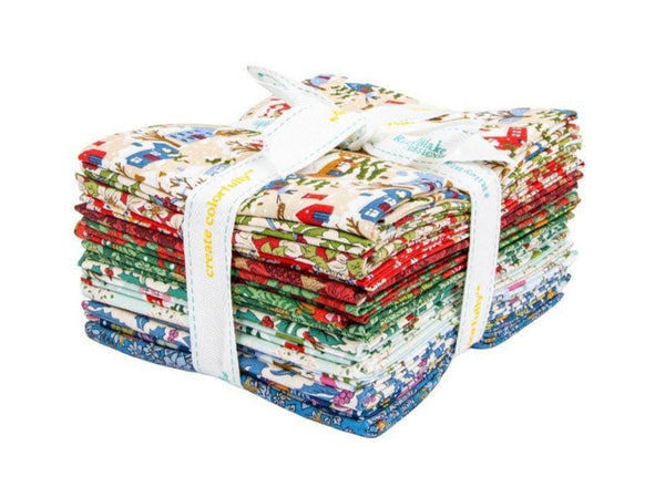 Festive Greetings Fat Quarter Bundle 15 pieces - Riley Blake - Pre cut Precut - Floral Flowers - Liberty Fabrics - Quilting Cotton