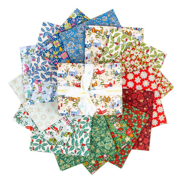 Festive Greetings Fat Quarter Bundle 15 pieces - Riley Blake - Pre cut Precut - Floral Flowers - Liberty Fabrics - Quilting Cotton