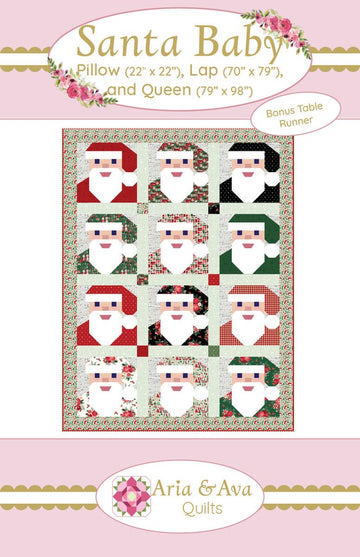 Santa Baby Quilt PATTERN P233 - Aria & Ava Quilts - Riley Blake Design - INSTRUCTIONS Only - Piecing Multiple Sizes