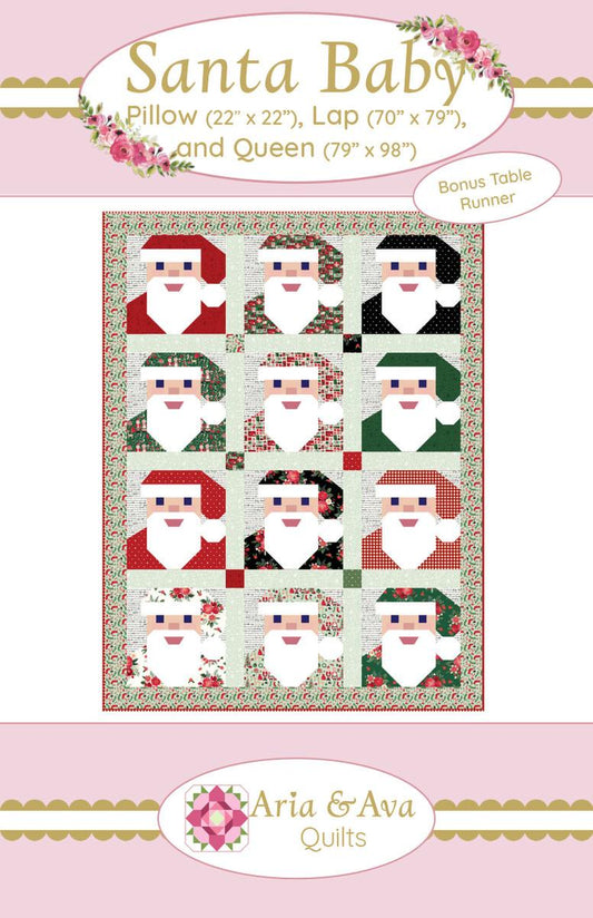 Santa Baby Quilt PATTERN P233 - Aria & Ava Quilts - Riley Blake Design - INSTRUCTIONS Only - Piecing Multiple Sizes
