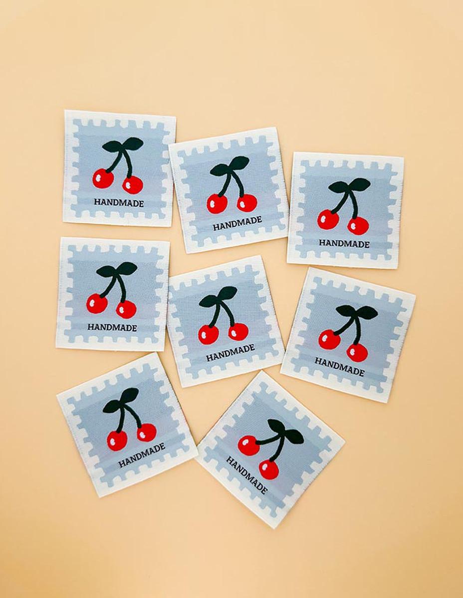Blake Label Cherry Blue Woven Labels P178-SIWL24 - Minki Kim Riley Blake - 8 Polye ...