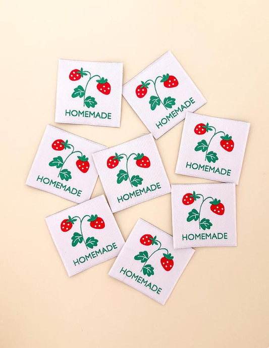 Pink Homemade Woven Labels P178-SIWL25 - Riley Blake - Minki Kim - Durable Soft Thread - Machine Washable - Polyester - 8 Labels