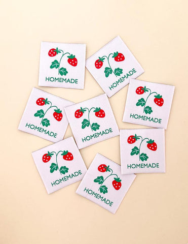 SALE Pink Homemade Woven Labels P178-SIWL25 - Riley Blake - Minki Kim - Durable Soft Thread - Machine Washable - Polyester - 8 Labels