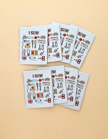 SALE I SEW Woven Labels P178-SIWL28 - Riley Blake - Minki Kim - Durable Soft Thread - Machine Washable - Polyester - 8 Labels