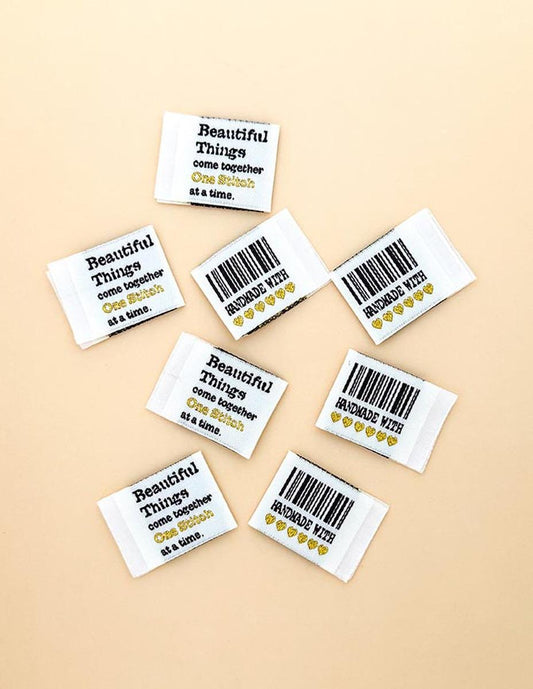SALE Barcode Folded Woven Labels P178-SIWL30 - Minki Kim Riley Blake - 8 Machine Washable Polyester Labels