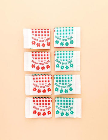SALE Shine Your Light Folded Woven Labels P178-SIWL29 - Riley Blake - Minki Kim - Double Sided - Machine Washable - Polyester - 8 Labels