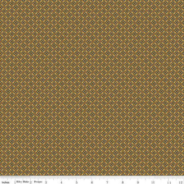 Image of Vera's Garden Basket Weave Brown quilting cotton fabric by Vicki McCarty for Riley Blake Designs. Features weave on a brown background. Cute Little Fabric Shop