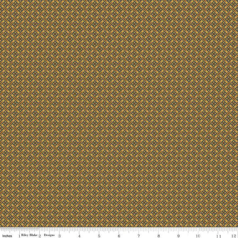 Image of Vera&#39;s Garden Basket Weave Brown quilting cotton fabric by Vicki McCarty for Riley Blake Designs. Features weave on a brown background. Cute Little Fabric Shop
