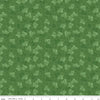 Image of Vera's Garden Leaves Green quilting cotton fabric by Vicki McCarty for Riley Blake Designs. Features leaves on a green background. Cute Little Fabric Shop