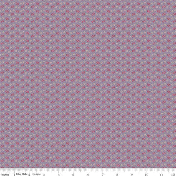 Image of Vera's Garden Circles Lavender quilting cotton fabric by Vicki McCarty for Riley Blake Designs. Features shapes on a purple background. Cute Little Fabric Shop