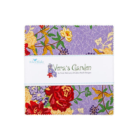 SALE Vera's Garden 5" Stacker Bundle - Riley Blake Designs - 42 piece Precut Pre cut - Geometric Nature - Quilting Cotton Fabric