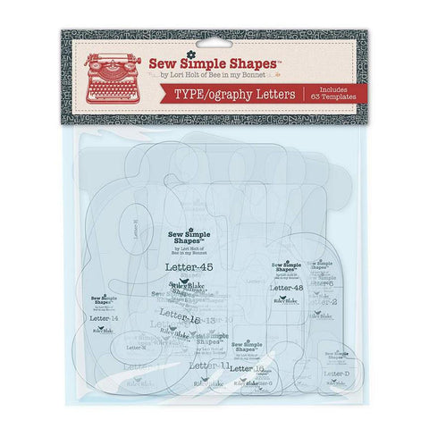TYPE/ography Letters Sew Simple Shapes STT-45617 by Lori Holt - Riley Blake Designs - 63 Plastic Applique Templates Guides