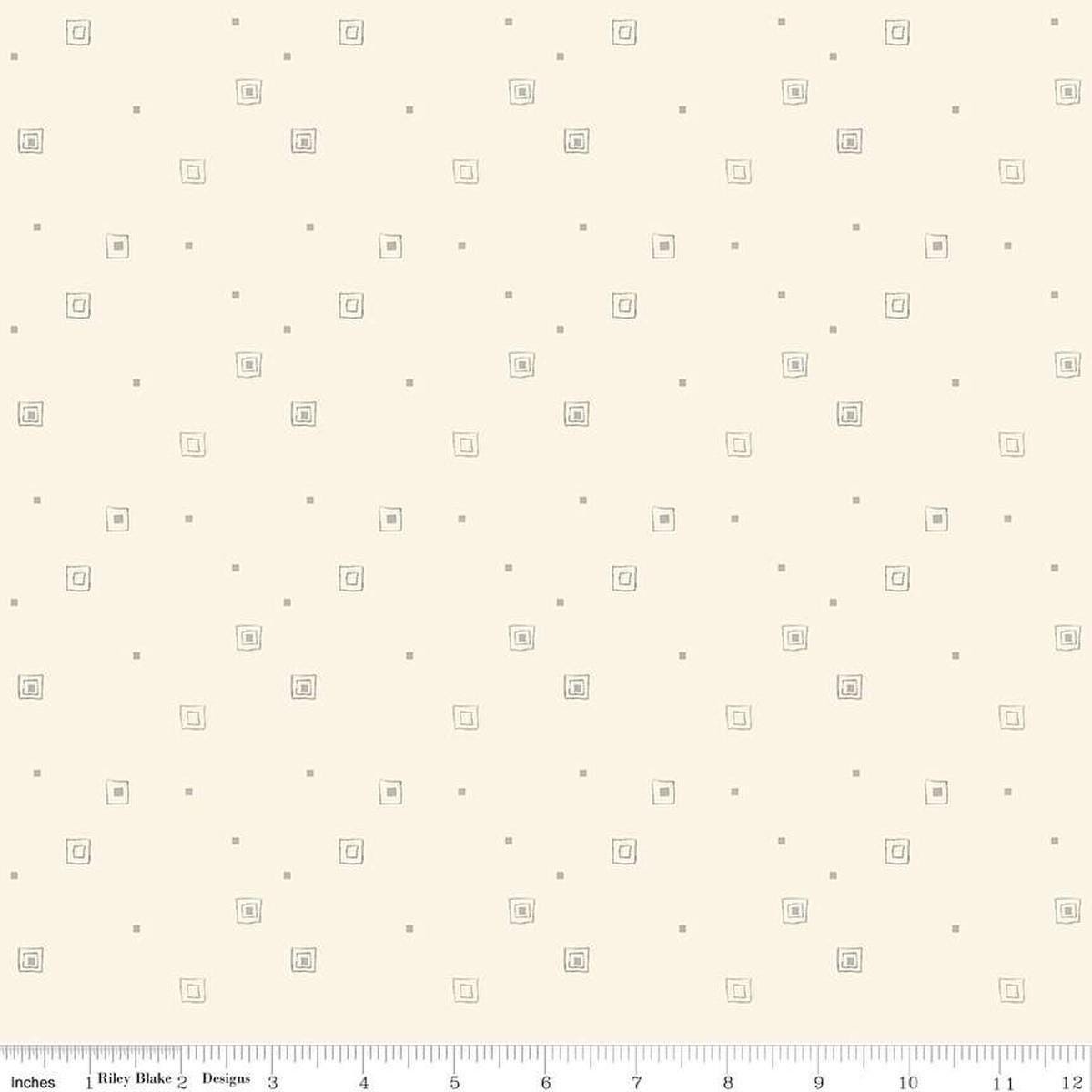 Image of Hush Hush 5 All Boxed In quilting cotton fabric by Assorted Designers for Riley Blake Designs. Features Squares on an off-white background. Cute Little Fabric Shop.