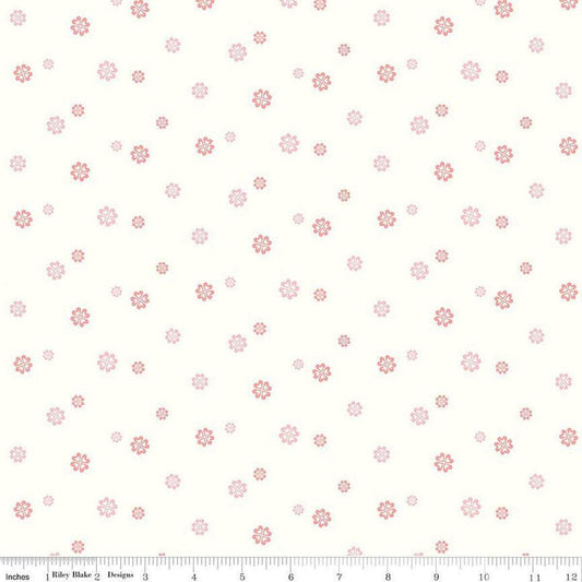 Image of Hush Hush 5 Love & Friendship quilting cotton fabric by Assorted Designers for Riley Blake Designs. Features flowers on an off-white background. Cute Little Fabric Shop.