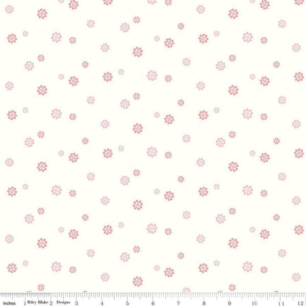 Image of Hush Hush 5 Love & Friendship quilting cotton fabric by Assorted Designers for Riley Blake Designs. Features flowers on an off-white background. Cute Little Fabric Shop.