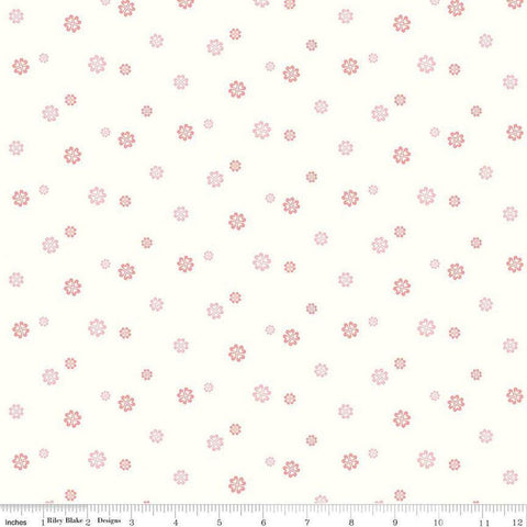 Image of Hush Hush 5 Love & Friendship quilting cotton fabric by Assorted Designers for Riley Blake Designs. Features flowers on an off-white background. Cute Little Fabric Shop.