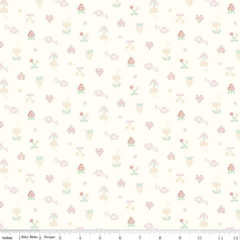 Image of Hush Hush 5 Summer Love quilting cotton fabric by Assorted Designers for Riley Blake Designs. Features plants on an off-white background. Cute Little Fabric Shop.