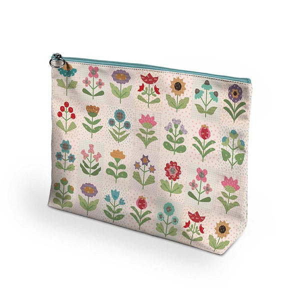 SALE Gentler Times Project Bag ST-42327 by Lori Holt - Riley Blake - Vinyl Zipper Bag with 100% Cotton Lining - Approximately 9" x 12"