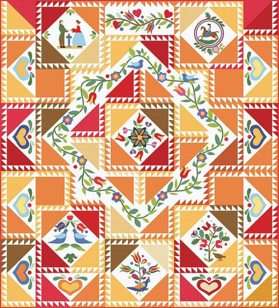 Folk Art Fancy Quilt PATTERN P205 by American Jane - Riley Blake Designs - INSTRUCTIONS Only - Applique and Piecing