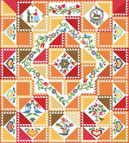 Folk Art Fancy Quilt PATTERN P205 by American Jane - Riley Blake Designs - INSTRUCTIONS Only - Applique and Piecing
