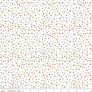 Image of Thimbelina & The Sewing Fairies Dotty Cloud quilting cotton fabric by Jennifer Long for Riley Blake Designs. Features dots on an off-white background. Cute Little Fabric Shop