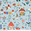 Image of Thimbelina & The Sewing Fairies Main Mist quilting cotton fabric by Jennifer Long for Riley Blake Designs. Features fairies on a blue background. Cute Little Fabric Shop
