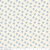 Image of Penelope Bows Cream quilting cotton fabric by My Mind's Eye for Riley Blake Designs. Features bows on a blue background. Cute Little Fabric Shop