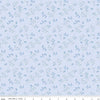 Image of Penelope Stems Sky quilting cotton fabric by My Mind's Eye for Riley Blake Designs. Features flowers on a blue background. Cute Little Fabric Shop