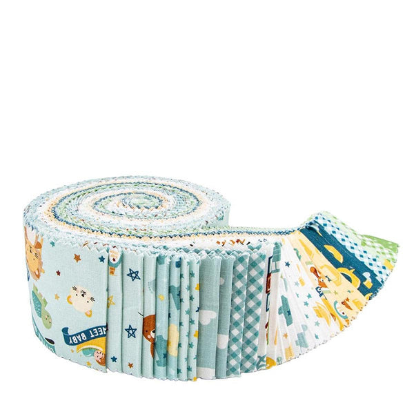 SALE Baby Boy 2.5 Inch Rolie Polie Jelly Roll 40 pieces - Riley Blake - Precut - Nature Toys Animals - Quilting Cotton Fabric