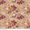 Image of the Evening on the Prairie Main Beige quilting cotton fabric by Modern Prairie for Riley Blake Designs. Features flowers on an orange background. Cute Little Fabric Shop