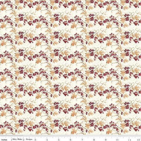 Image of the Evening on the Prairie Prairie Berries Cream quilting cotton fabric by Modern Prairie for Riley Blake Designs. Features leaves on a beige background. Cute Little Fabric Shop