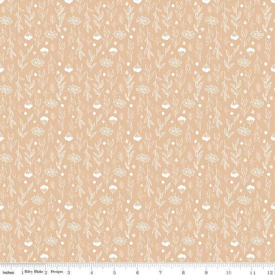 Image of the Evening on the Prairie Silhouette Floral Beige quilting cotton fabric by Modern Prairie for Riley Blake Designs. Features plants on an off-white background. Cute Little Fabric Shop